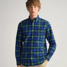 Brushed Oxford Shirt - Tartan - Forest Green, Blue, Red & Yellow